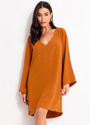 Vestido (Bege) em Crepe Plano