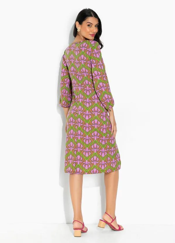 Moda Pop - Vestido Flora Retrô Roxo com Recortes e Fenda 5