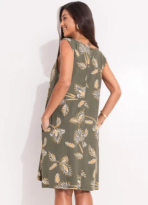 Quintess - Vestido Floral Abstrato em Malha de Viscose - QUINTESS