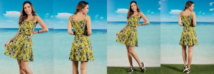 Vestido Floral Amarelo de Alas