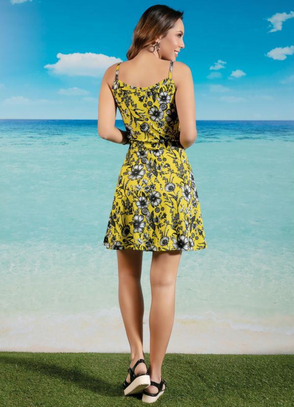 Moda Pop - Vestido Floral Amarelo de Alças 4