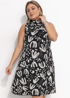 Quintess - Vestido Floral Artístico em Malha de Viscose - QUINTESS