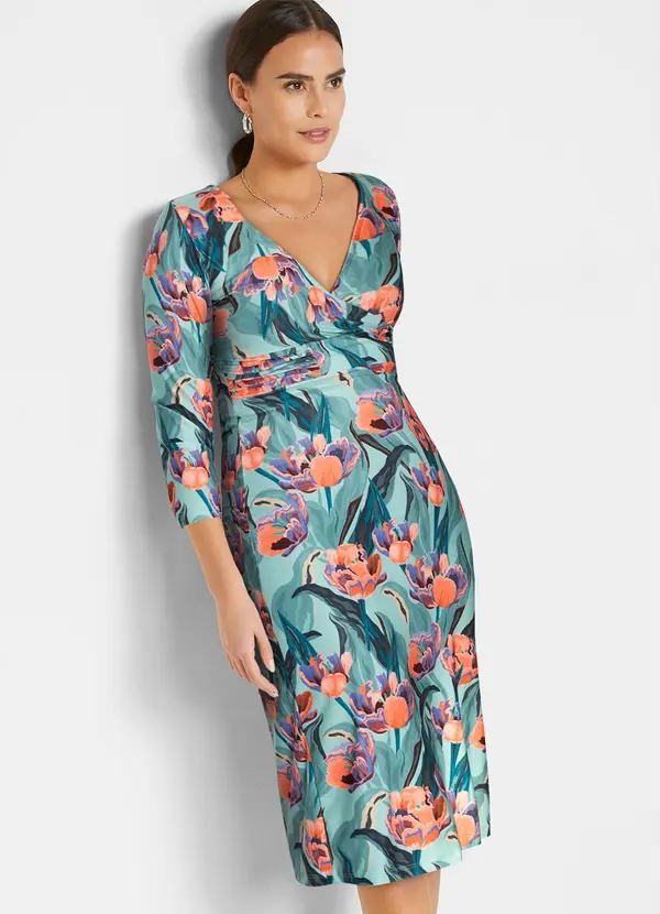 bonprix - Vestido Floral Artístico em Malha Fria