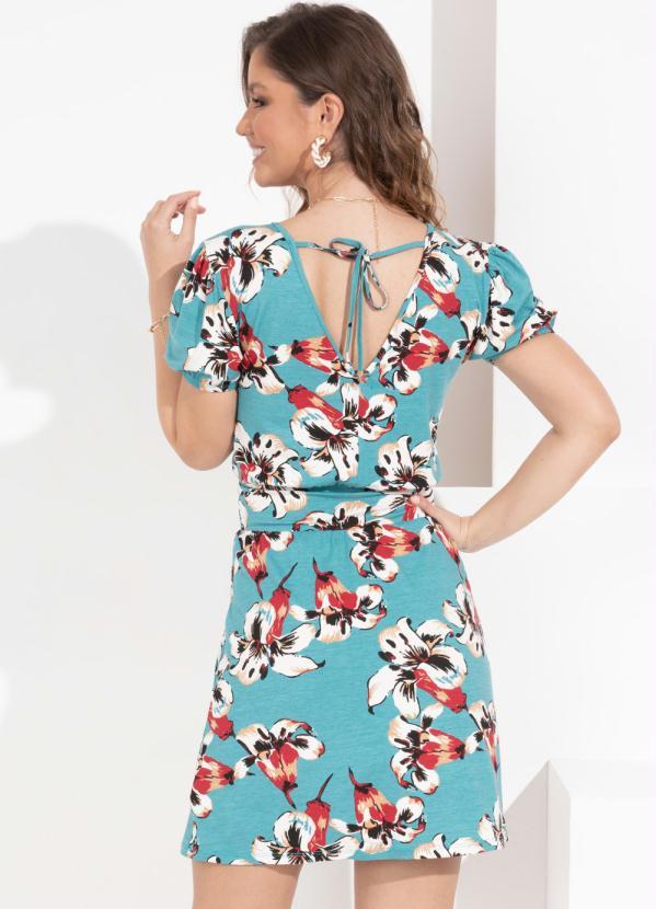 Outlet - Vestido Floral Azul com Decote V nas Costas 8