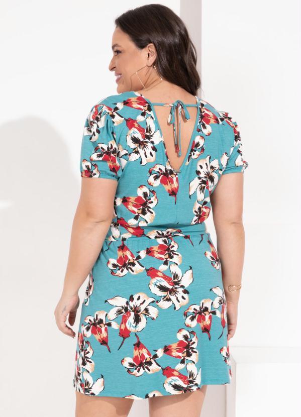 Outlet - Vestido Floral Azul com Decote V nas Costas 3