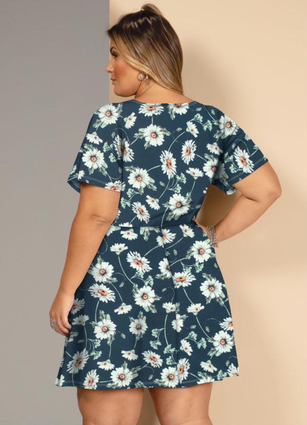 Quintess - Vestido Floral Azul com Mangas Amplas 6
