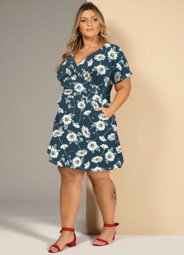 Quintess - Vestido Floral Azul com Mangas Amplas 7
