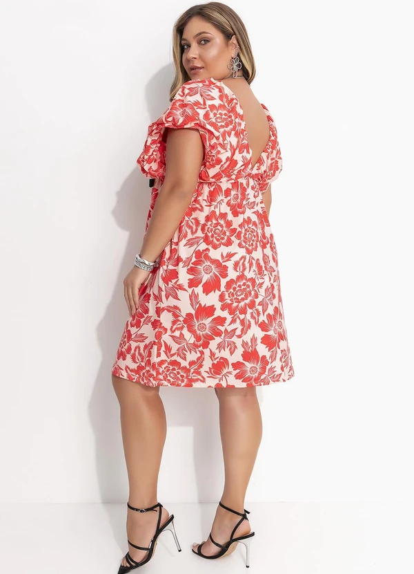 Quintess - Vestido Curto Floral em Malha Fria com Laço Removível 12