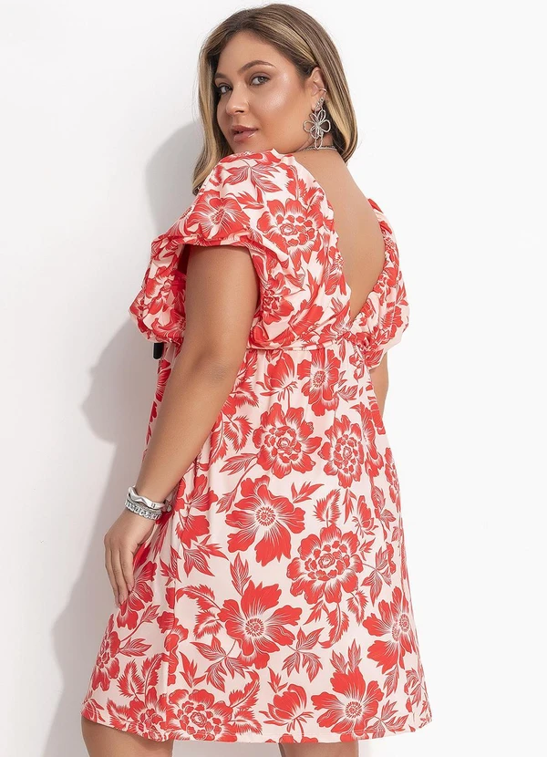 Quintess - Vestido Curto Floral em Malha Fria com Laço Removível 10