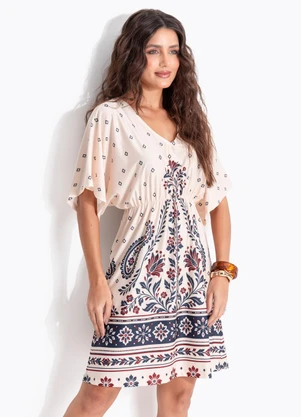 Quintess - Vestido Floral Boho em Malha Fria - QUINTESS