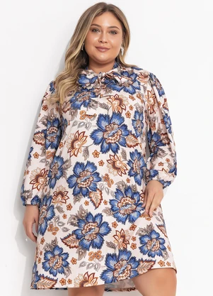 Quintess - Vestido Floral Bordado em Malha Fria - QUINTESS