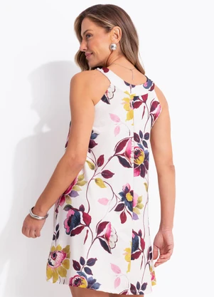 Quintess - Vestido Floral Bordô em Malha Fria - QUINTESS