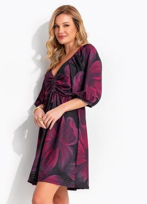 Vestido (Floral Bord�) em Malha Texturizada