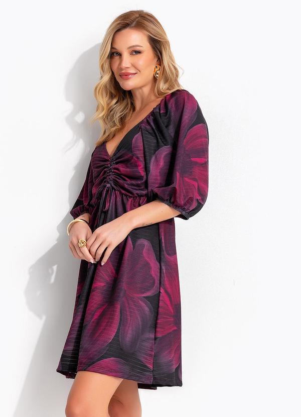 Vestido (Floral Bord�) em Malha Texturizada