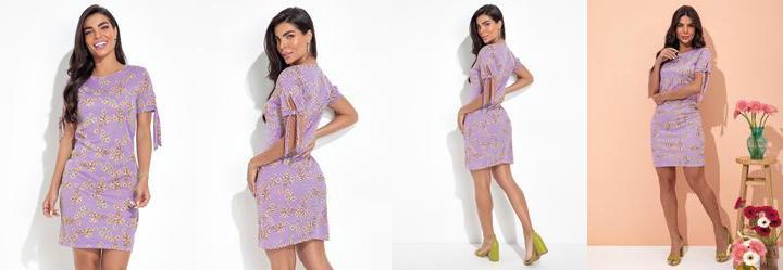 Vestido Floral Bot�nico em Malha