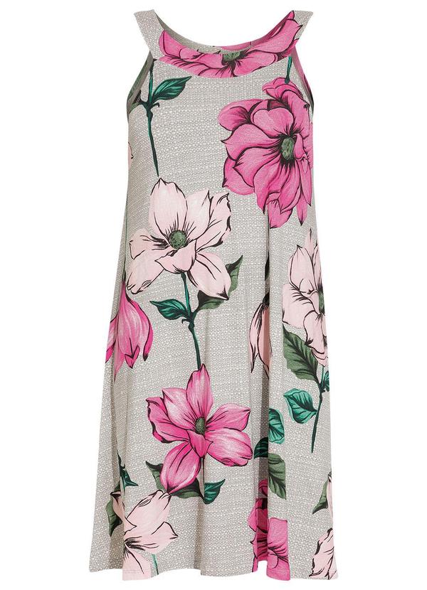 Quintess - Vestido Floral Cinza em Malha de Viscose 11