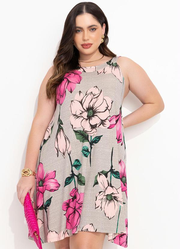 Quintess - Vestido Floral Cinza em Malha de Viscose 5