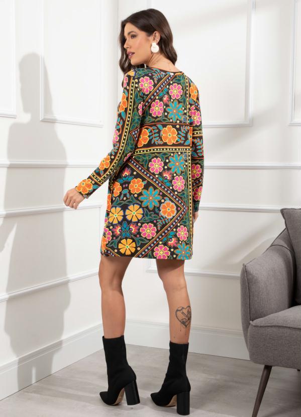 Quintess - Vestido Floral Color com Gota no Decote 6