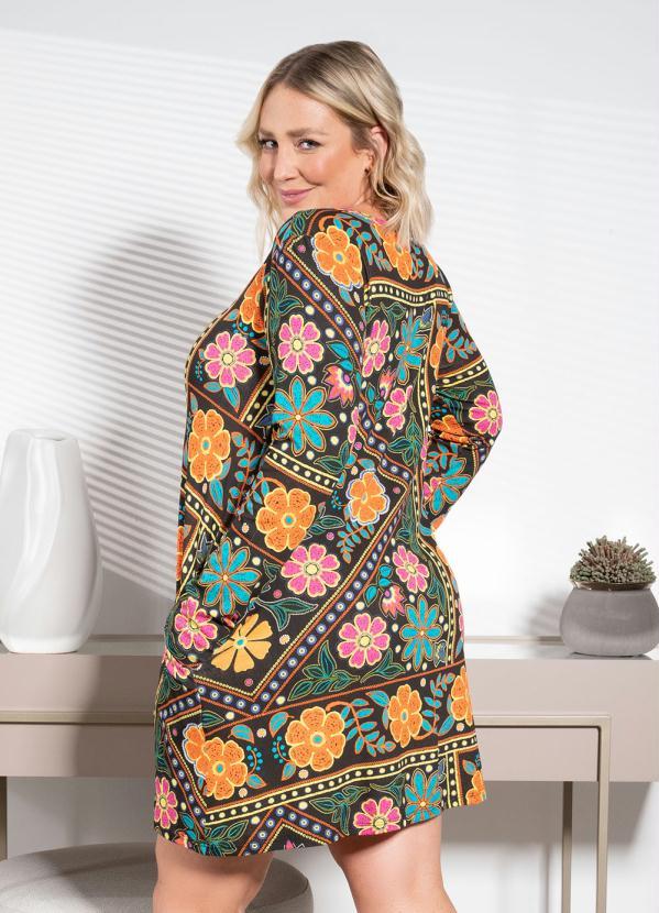 Quintess - Vestido Floral Color com Gota no Decote 4