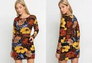 Vestido Floral com Folhagens
