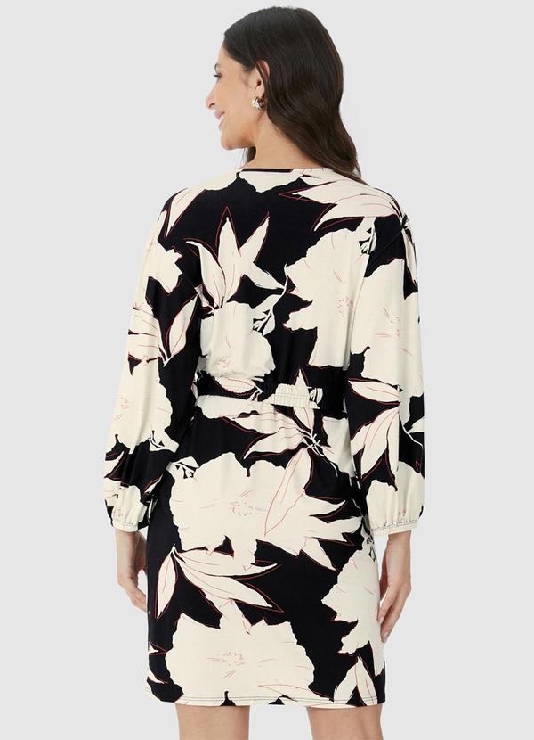 Malwee - Vestido Floral Curto Amplo Preto 2