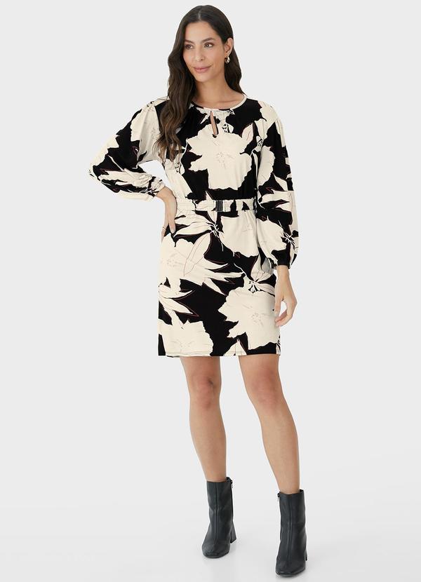 Malwee - Vestido Floral Curto Amplo Preto 3