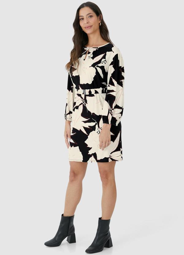 Malwee - Vestido Floral Curto Amplo Preto 4