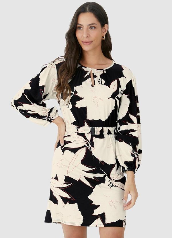 Malwee - Vestido Floral Curto Amplo Preto 5