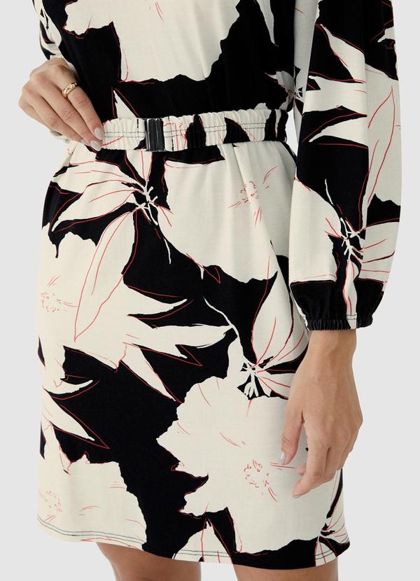 Malwee - Vestido Floral Curto Amplo Preto 6