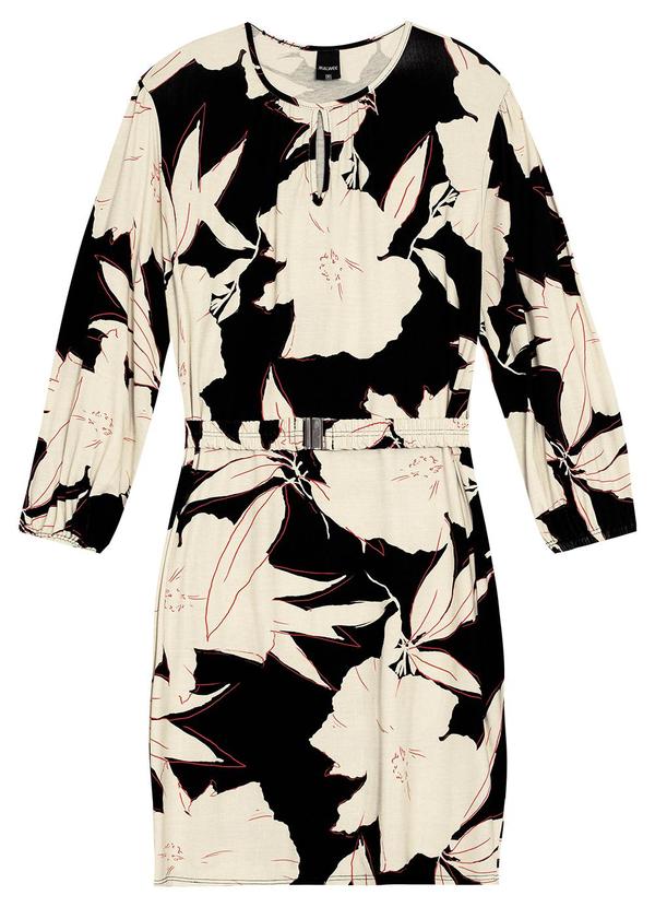 Malwee - Vestido Floral Curto Amplo Preto 7