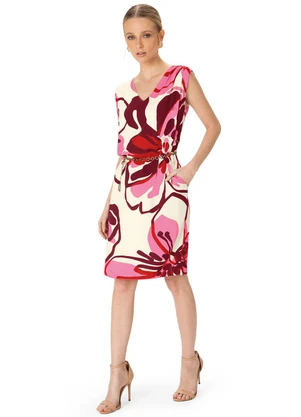 Enfim - Vestido Floral Curto Evasê Rosa - ENFIM