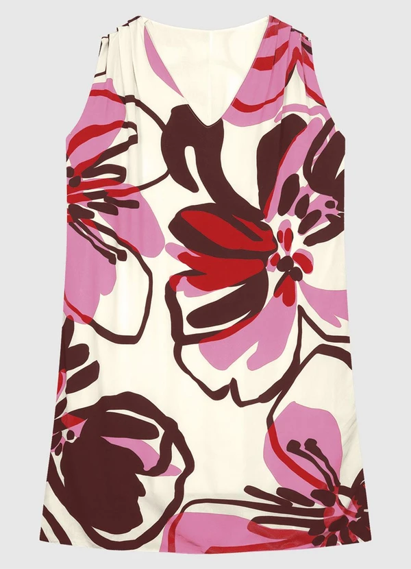 Enfim - Vestido Floral Curto Evasê Rosa 3