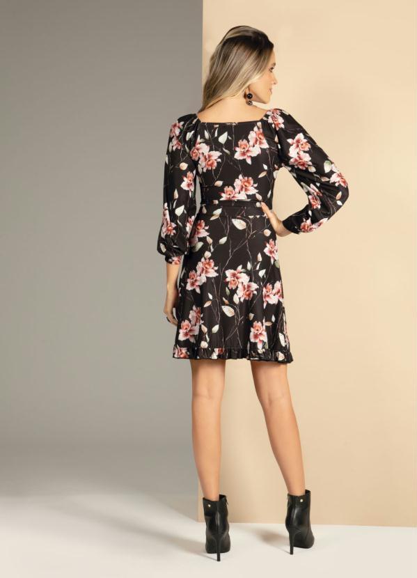 Quintess - Vestido Floral Dark com Babados na Barra 4