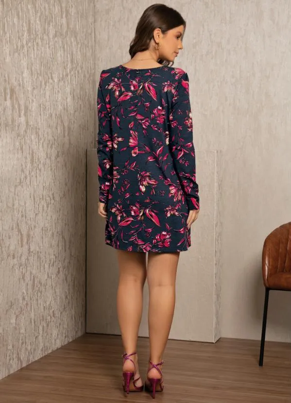 Quintess - Vestido Floral Dark com Recorte nas Mangas 4