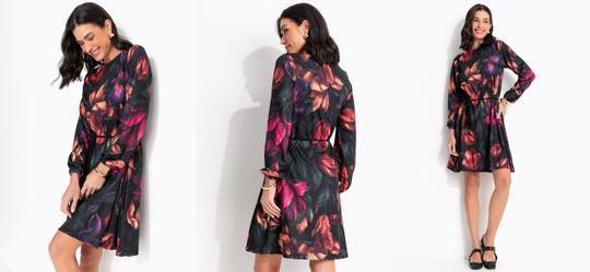 Vestido Floral Dark em Malha Fria