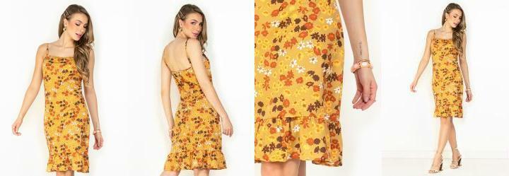 Vestido Floral de Alas com Babado