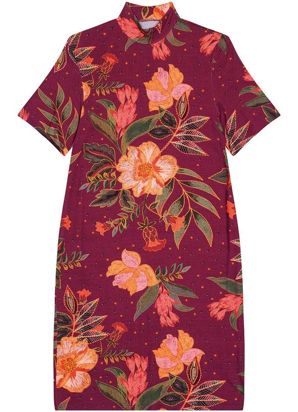 Malwee - Vestido Floral em Viscose Roxo