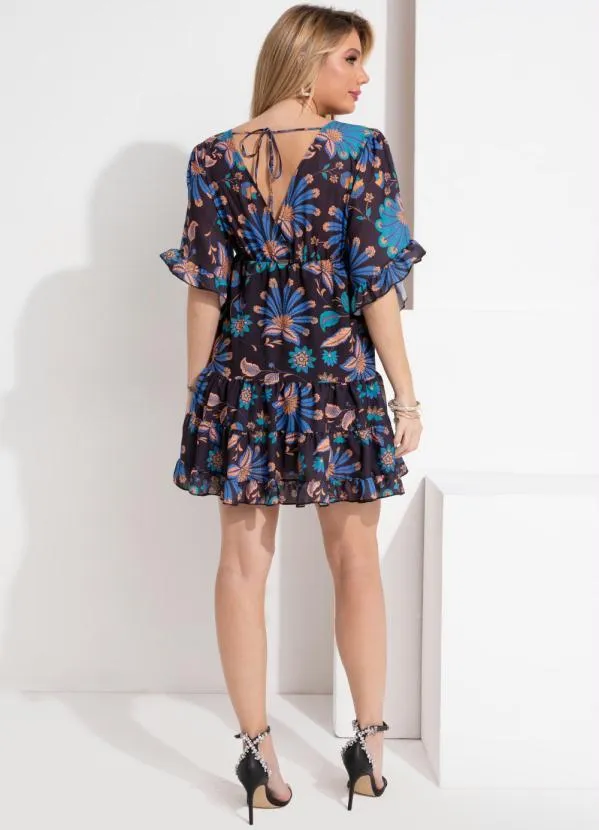 Queima Estoque - Vestido Floral Étnico com Babados 4