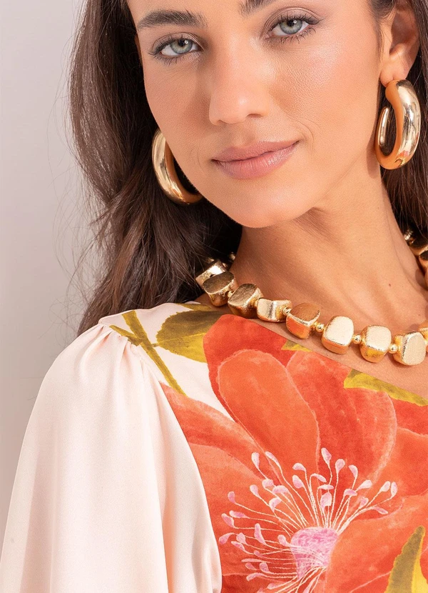 Quintess - Vestido Floral Localizado em Malha Fria