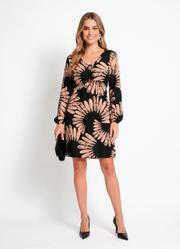 Vestido Floral Marrom em Tecido Fluido
