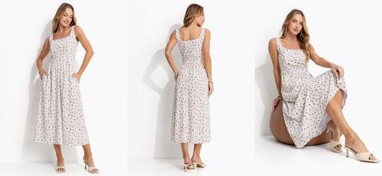 Vestido Floral Mini em Malha Crepe