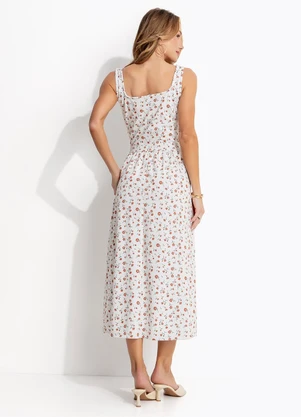 Quintess - Vestido  Floral Mini em Malha Crepe - QUINTESS