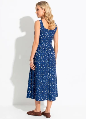 Quintess - Vestido  Floral Mini em Malha Crepe - QUINTESS