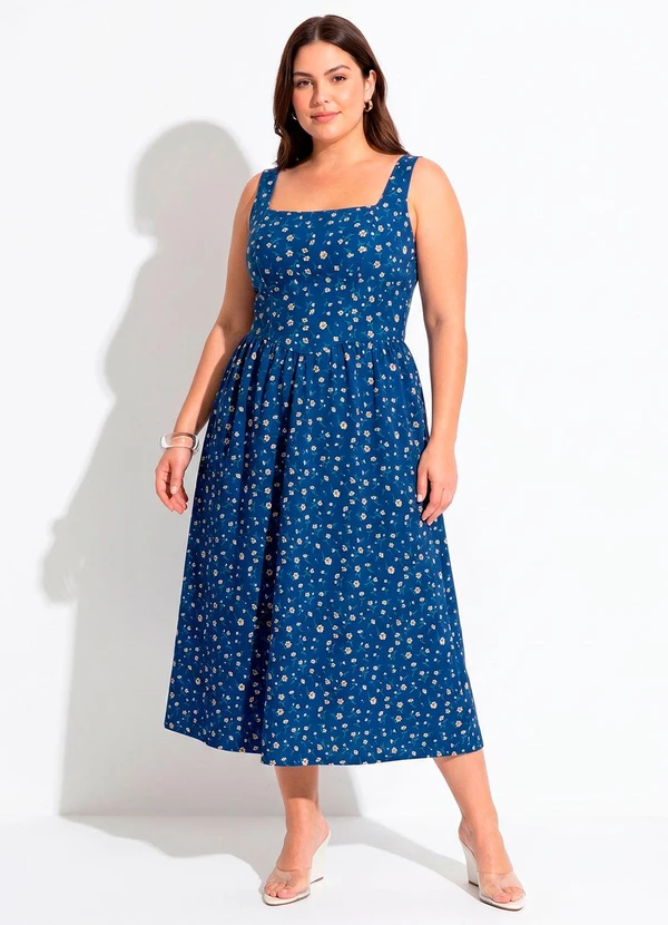Quintess - Vestido Floral Mini em Malha Crepe