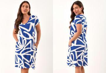 Vestido Floral Pincelado em Malha de Viscose