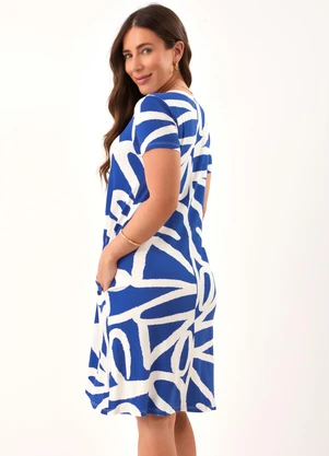 Quintess - Vestido Floral Pincelado em Malha de Viscose - QUINTESS