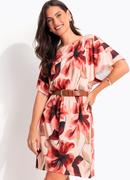 Vestido Floral Pincelado em Malha Fria