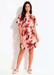 Vestido Floral Pincelado em Malha Fria