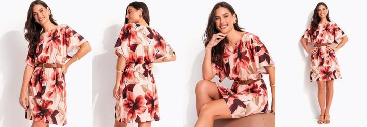 Vestido Floral Pincelado em Malha Fria