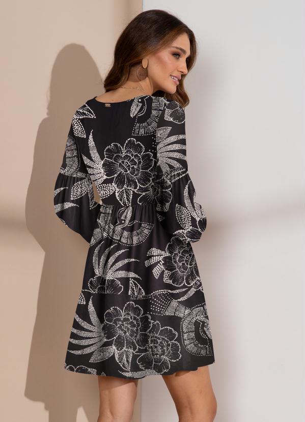 Quintess - Vestido Floral Pontilhado em Malha Fria 2